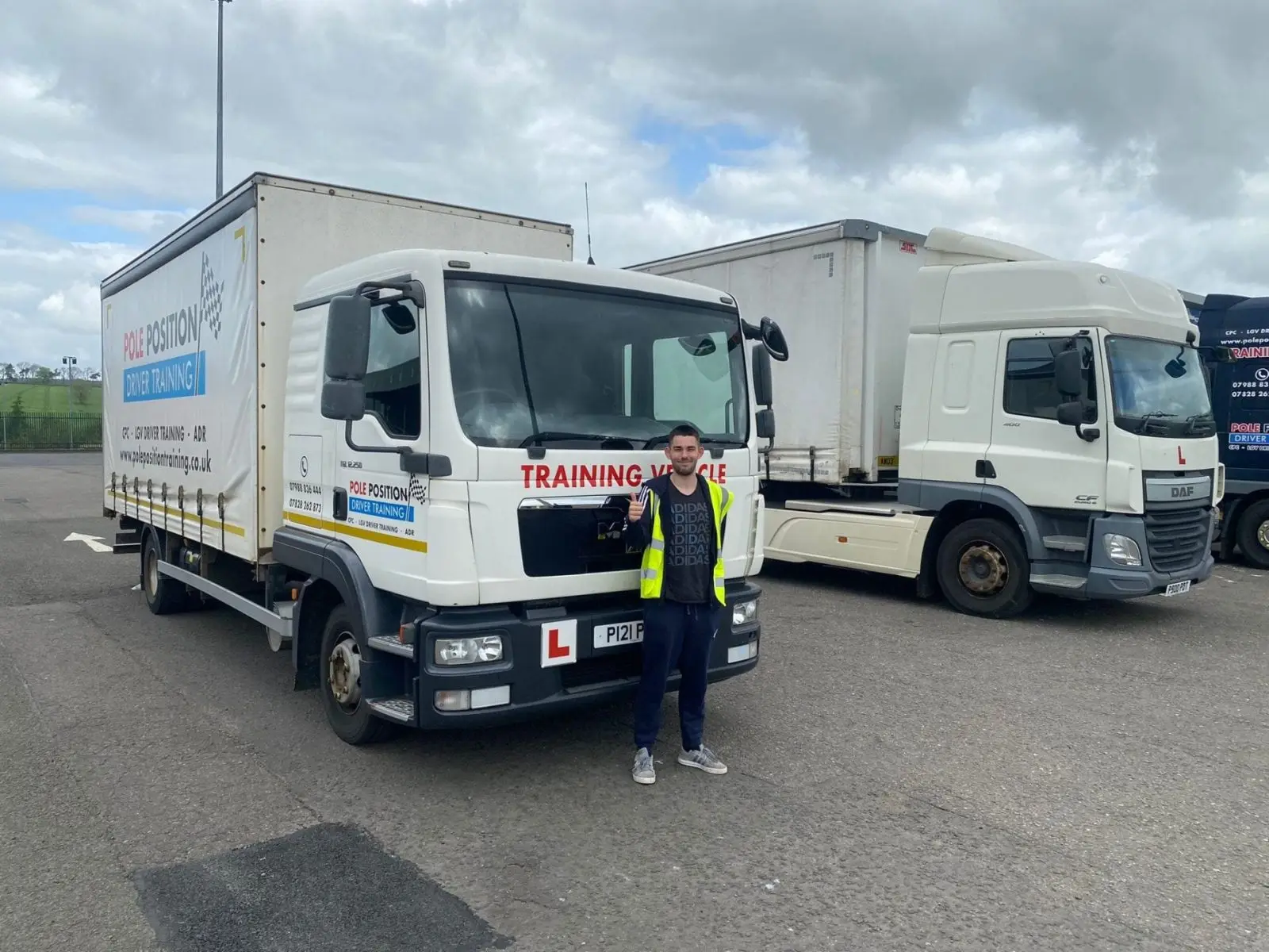 Rigid lorries at the Pole Position Driver Training centre in Livingston